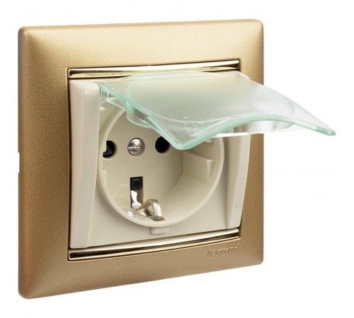 Valena Сл. кость Розетка 1-ая с/з с крышкой и защитными шторками IP44 (к простой рамке)  774120  Legrand