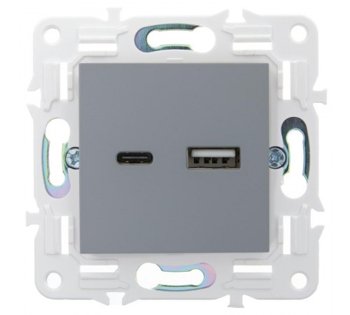 SKANDY Розетка USB A+C 18Вт SK-R13Gr серый  SK-U22-018-K03  IEK