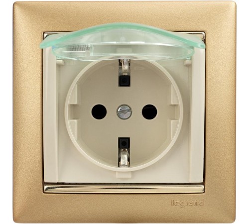 Valena Сл. кость Розетка 1-ая с/з с крышкой и защитными шторками IP44 (к простой рамке)  774120  Legrand