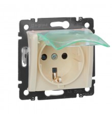 Valena Сл. кость Розетка 1-ая с/з с крышкой и защитными шторками IP44 (к простой рамке)  774120  Legrand