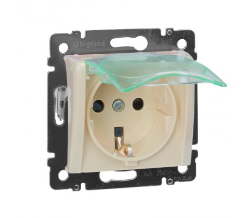 Valena Сл. кость Розетка 1-ая с/з с крышкой и защитными шторками IP44 (к простой рамке)  774120  Legrand