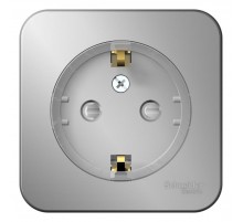 Blanca Алюминий О/У с изолирующей пластиной Розетка с заземлением со шторками, (тонкая) 16А, 250В  BLNRA111113  SE