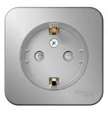 Blanca Алюминий О/У с изолирующей пластиной Розетка с заземлением со шторками, (тонкая) 16А, 250В  BLNRA111113  SE