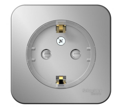 Blanca Алюминий О/У с изолирующей пластиной Розетка с заземлением со шторками, (тонкая) 16А, 250В  BLNRA111113  SE