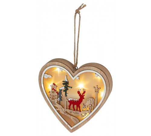 Светильник  ENGDS-5L новогодний светодиодный Сердце подвесной 10 см 2*АА  Б0060479  ЭРА