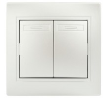 Выключатель Intro Plano 1-104-06 двухклавишный, 10А-250В, IP20, СУ, перламутр  Б0053767  Intro