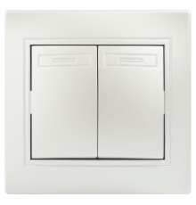 Выключатель Intro Plano 1-104-06 двухклавишный, 10А-250В, IP20, СУ, перламутр  Б0053767  Intro