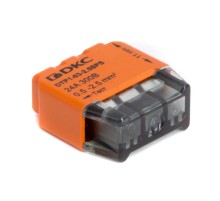Клеммная колодка на 3 проводника до 2,5 кв. мм. на токи до 24А  DTP1-03-2.5SPS  DKC