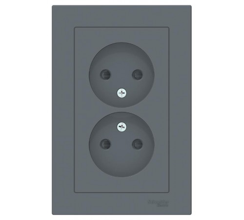 AtlasDesign Грифель Розетка без заземления двойная, со шторками,16А, (в сборе с рамкой)  ATN000722  SE