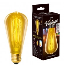 Лампа накаливания ЛОН Vintage IL-V-ST64-60/GOLDEN/E27 VW02  "конус". нити VW  UL-00000482  Uniel