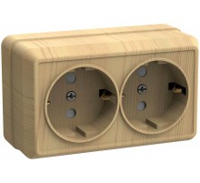 ОКТАВА сосна Розетка 2-местная О/У с/з 16А РС22-3-ОС  ERO21-K03-16-DC  GENERICA