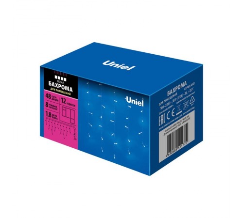 Бахрома без коннекторов светодиодная  с контроллером ULD-B1805-048/DTA WHITE IP20  1,8 м. 48 диодов, шнур прозр.  UL-00005275  Uniel