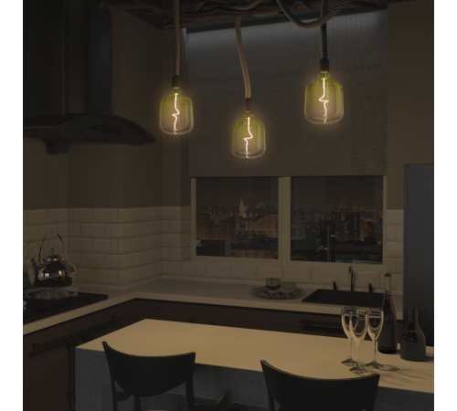 Лампа светодиодная LED Filament Flexible V140-DC Green-Clear E27 5W 200lm 1800K 140*200mm 1/6  1009802105  Gauss