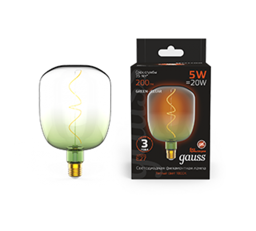 Лампа светодиодная LED Filament Flexible V140-DC Green-Clear E27 5W 200lm 1800K 140*200mm 1/6  1009802105  Gauss