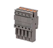 Штекер, зажим push-in, 5 точек подключения, 2.5 кв.мм, серый  VPR-P-2.5-5  DKC