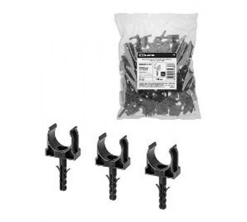 Крепеж-клипса для трубы 20 мм с дюбелем (100 шт.) черная   SQ0405-0192  TDM