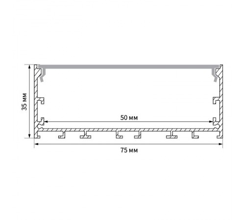 Профиль алюминиевый "Линии света" накладной, серебро, CAB258 с матовым экраном, 2 заглушками, 4 крепежами в комплекте  10375  FERON