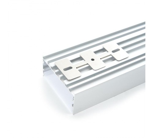 Профиль алюминиевый "Линии света" накладной, серебро, CAB258 с матовым экраном, 2 заглушками, 4 крепежами в комплекте  10375  FERON
