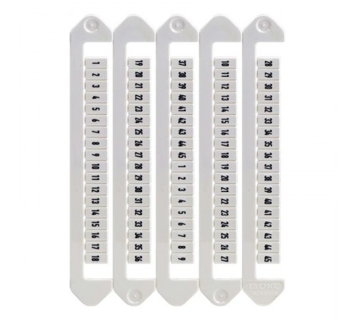Маркировка для клемм, ширина 5 мм, от 1 до 45, горизонтальная ориентация  NUTB-5-1-45H  DKC