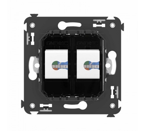 Компьютерная розетка RJ-45 без шторки в стену, кат.6А двойная, "Avanti", "Черный квадрат"  4402674  DKC