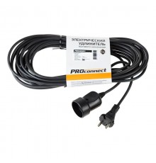 Удлинитель-шнур ПВС 2х0.75, 10 м, б/з, 6 А, 1300 Вт, IP20, черный (Сделано в России)  11-7114  PROconnect