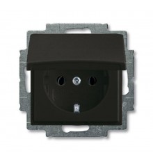ABB Basic 55 Шато (чёрный) Розетка с/з с крышкой  2018-0-1499   2CKA002018A1499  ABB