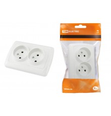 Розетка двойная 2П 10А 250В белая "Онега"   SQ1805-0017  TDM