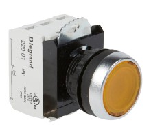 Кнопка с потайным толкателем  22,3 - Osmoz - в сборе - с подсветкой - желтый - 24 В~/=  023754  Legrand