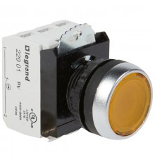 Кнопка с потайным толкателем  22,3 - Osmoz - в сборе - с подсветкой - желтый - 24 В~/=  023754  Legrand