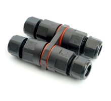 Соединитель-коннектор 3-контактный на 4 выхода, с СМК221 пружинным контактом IP68, черный, LD542  49195  STEKKER