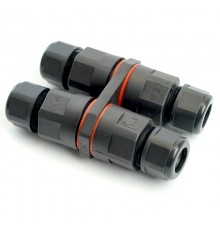 Соединитель-коннектор 3-контактный на 4 выхода, с СМК221 пружинным контактом IP68, черный, LD542  49195  STEKKER