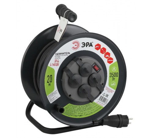 Удлинитель силовой ЭРА RMx-4es-3x2.5-20m-IP44(KG) на м. катушке c/з 4 гн 20м КГ 3х2.5  Б0043057  ЭРА