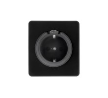 Розетка ROUND 1-ая с/з с/у, со шторками и крышкой 16А оникс  KR-78-0702-3  Kranz