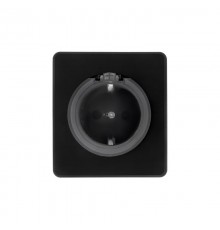 Розетка ROUND 1-ая с/з с/у, со шторками и крышкой 16А оникс  KR-78-0702-3  Kranz