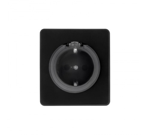 Розетка ROUND 1-ая с/з с/у, со шторками и крышкой 16А оникс  KR-78-0702-3  Kranz