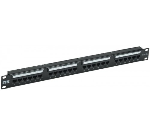 ITK 1U патч-панель кат. 5е UTP 24 пт. Dual IDC слайд лейбл  PP24-1UC5EU-D05L  ITK