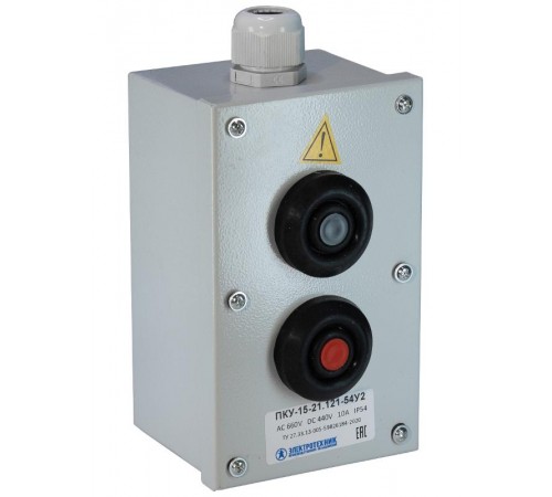 ПКУ-15-21.121-54У2 (1*ВК30-10-11110-54(1з+1р) черная + 1*ВК30-10-11110-54(1з+1р) красная + PG-19), пост управления (ЭТ)  ET054487  Электротехник