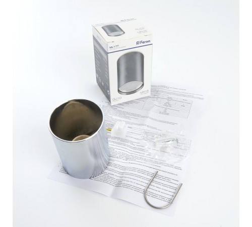 Светильник накладной потолочный под лампу, спот, ML177 MR16 20W 220V, хром  40514  Feron