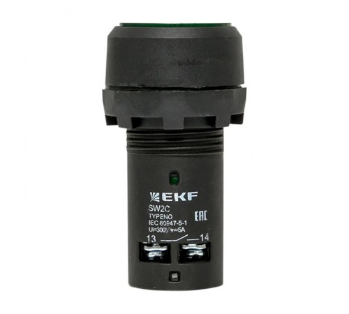Кнопка SW2C-10D с подсветкой зеленая NO 24В EKF PROxima  sw2c-md-g-24  EKF