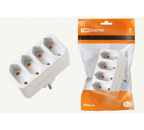 Блок на 4 гнезда 2П 2,5 А 250 B под плоскую вилку белый  SQ1806-0203  TDM