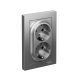 AtlasDesign Сталь Розетка 2-ая с заземлением, 16А, (в сборе с рамкой)  ATN000924  SE