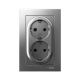 AtlasDesign Сталь Розетка 2-ая с заземлением, 16А, (в сборе с рамкой)  ATN000924  SE