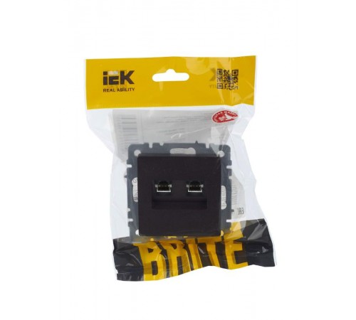 BRITE Розетка двойная RJ11+RJ45 кат.5E РК/Т12-БрТБ темная бронза  BR-KT20-O-1-K45  IEK