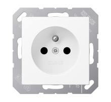 Розетка SCHUKO® 16A 250V с защитой от детей; франко-бельгийский стандарт;термопласт; белый матовый  A1520FBFKIWWM  Jung