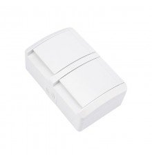 Блок горизонтальный 2 розетки INDUSTRIAL IP54 с заземлением, о/у, белый  KR-78-0805  Kranz