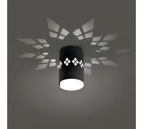 Светильник потолочный под лампу макс 12W, 230V, GX53 и подсветка 4000K, черный HL351  41456  FERON