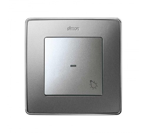 Simon 82 Клавиша с пиктограммой "лампа" для выключателя одноклавишного с подсветкой, S82 Detail алюминий  8200016-093  Simon