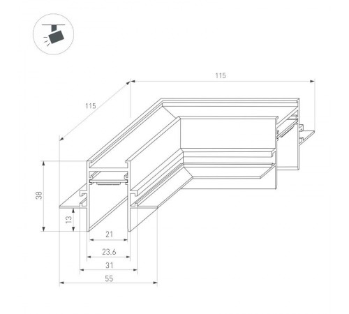 Коннектор угловой MAG-CON-2538-FDW-L90 (BK) (arlight, IP20 Металл, 3 года)  034229  Arlight