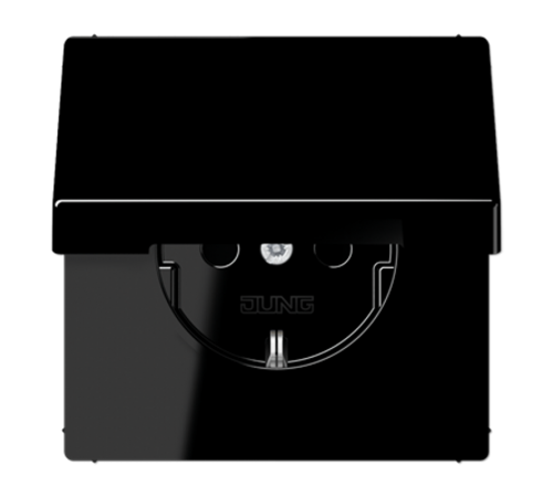 Штепсельная розетка SCHUKO 16А / 250В с защитными шторками, с подпружиненной откидной крышкой, пружинные зажимы; дюропласт; черный; LS990  LS1520KIKL