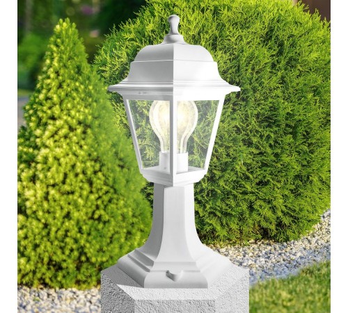 Светильник садово-парковый НТУ 04-60-001 , "Оскар" напольный четырехгранный белый  Б0048101  ЭРА